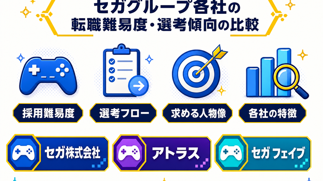 セガグループ各社の転職難易度・選考傾向の比較