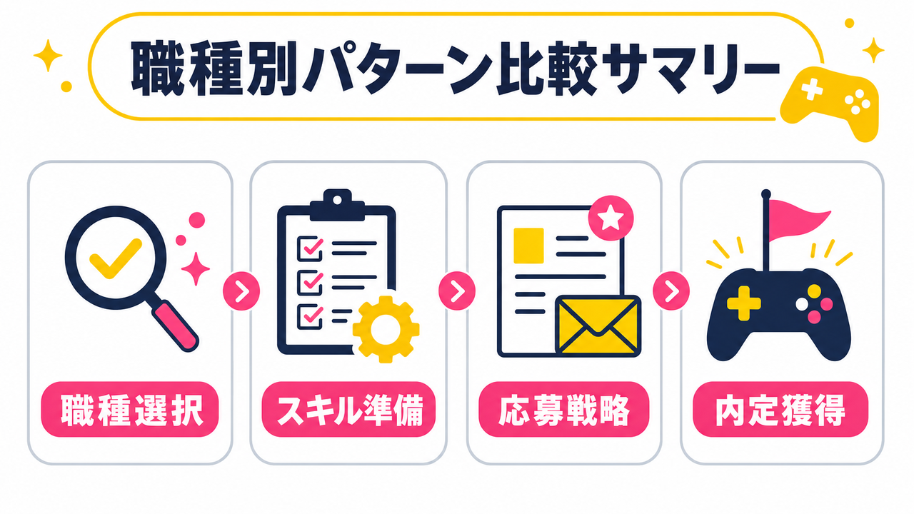 30代未経験からゲーム業界へ転職する職種別パターンの比較サマリー