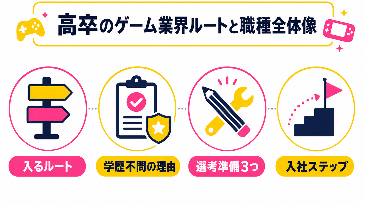 高卒でゲーム会社に入る主なルートと職種の全体像