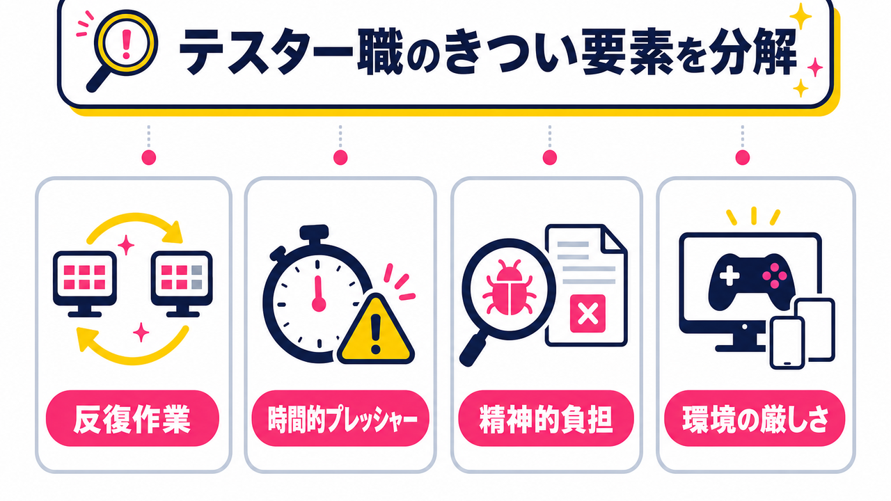 ゲームテスター職の「きつい」を要素分解した全体像