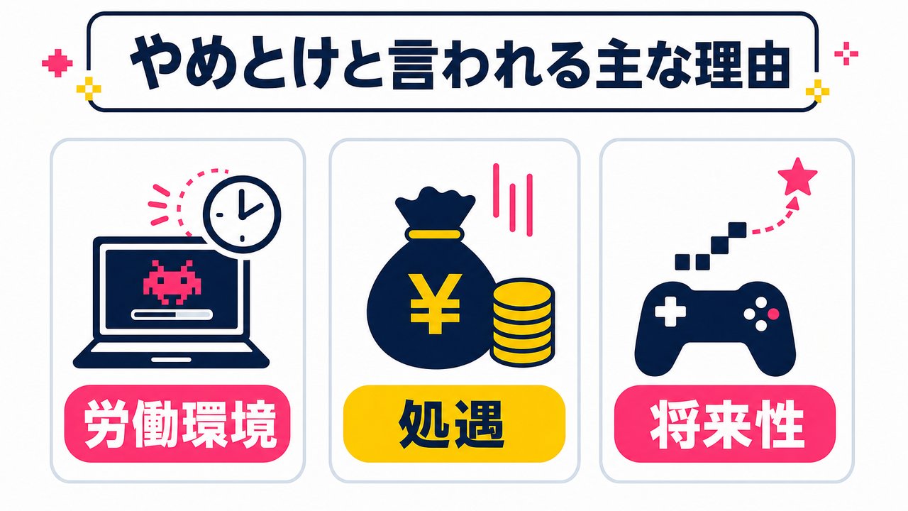「ゲームプログラマーはやめとけ」と言われる主な理由