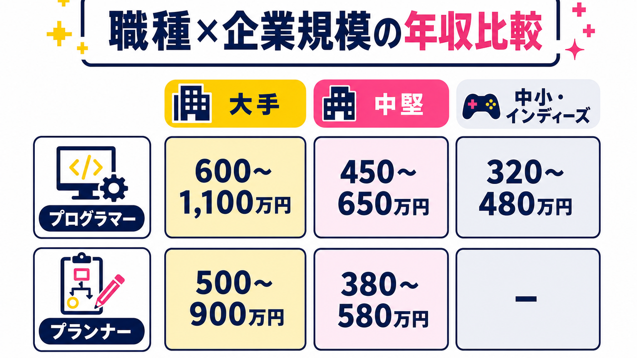 職種×企業規模の年収相場比較