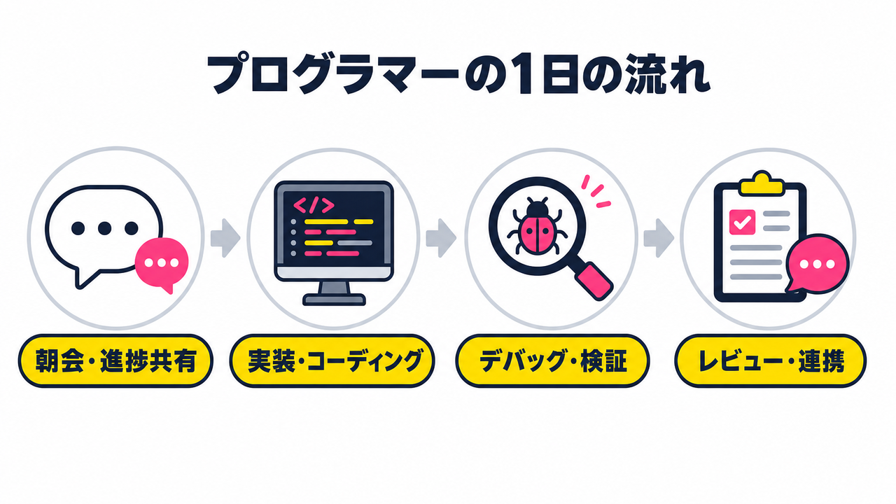 ゲーム開発現場のプログラマーの1日の流れ