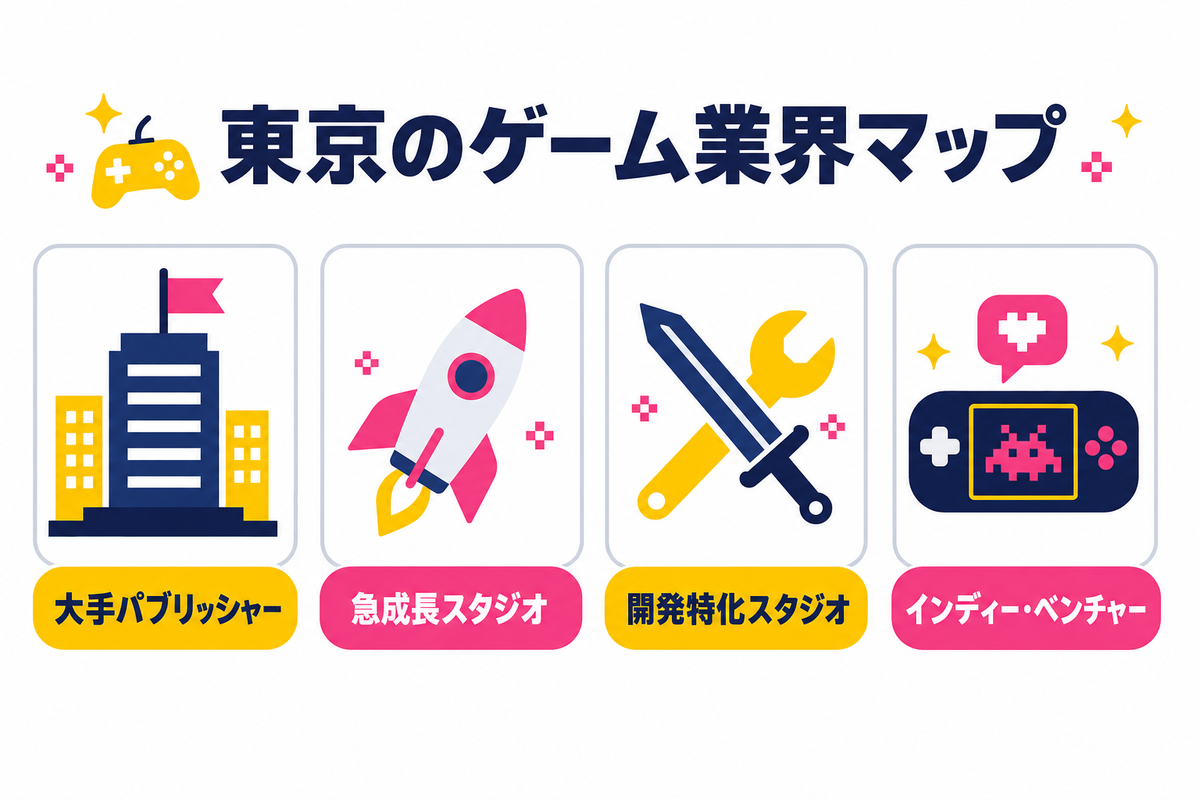 東京のゲーム業界マップ——企業タイプ別の全体像