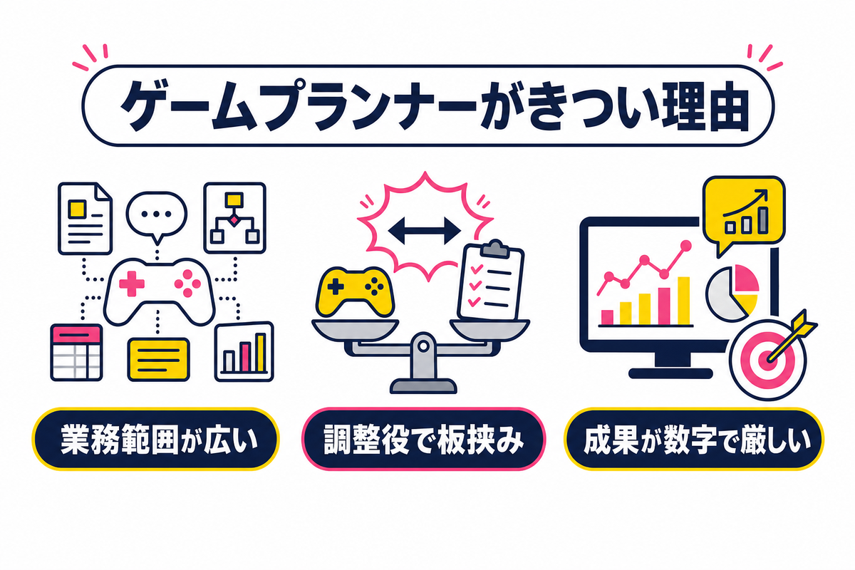 ゲームプランナーがきつい職種とされる理由｜見えやすい現実